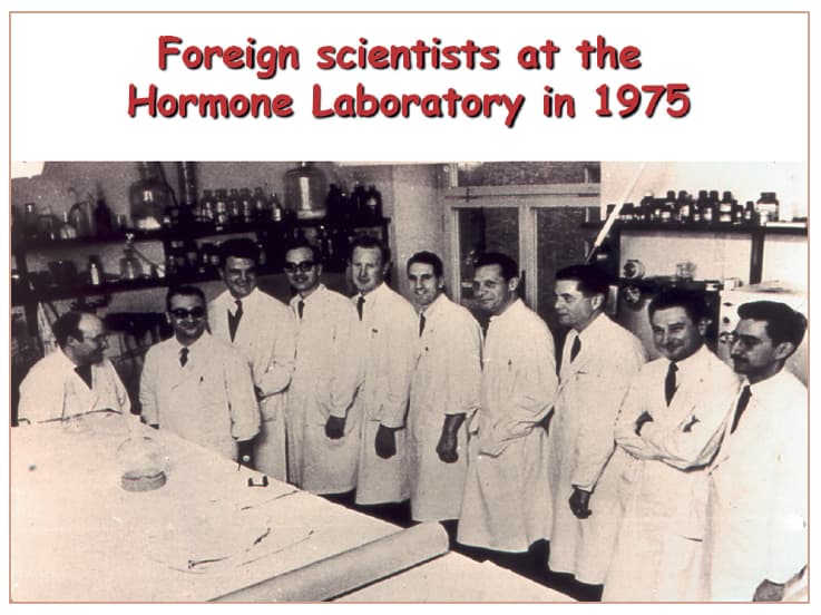 Figure 3. Foreign scientists at the Hormone Laboratory in 1975
