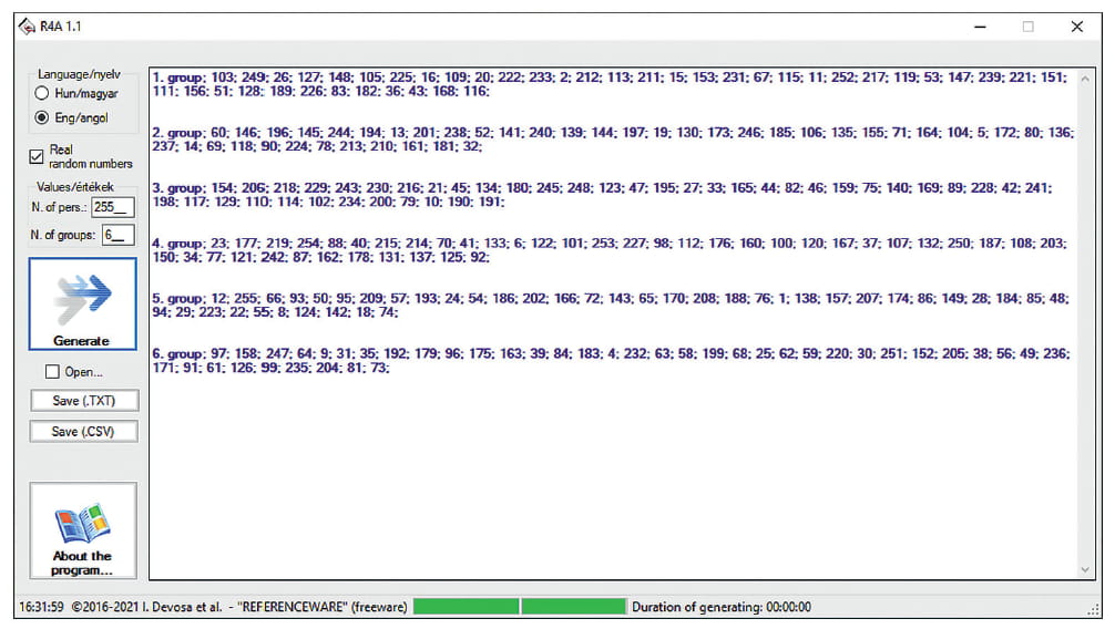 Figure 7: Randomly generated serial numbers for subjects