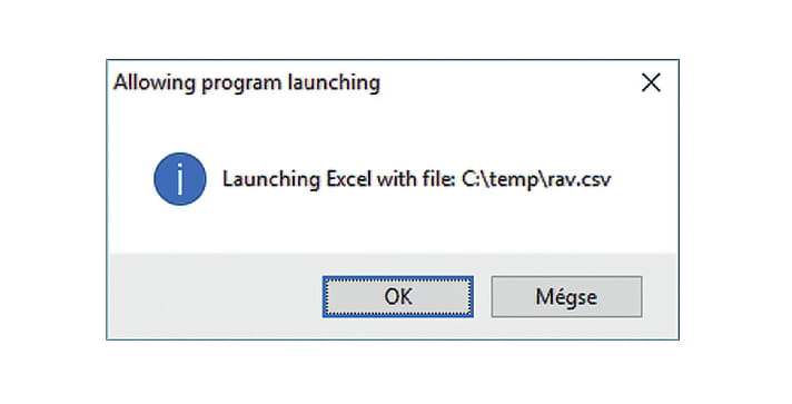 Figure 9: Allow warning to execute other program with default filename